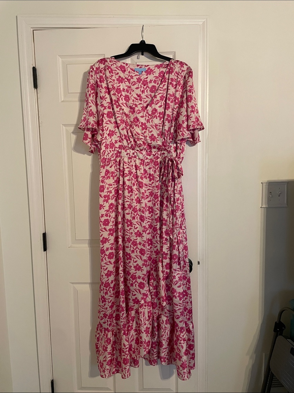 Draper James Pink Floral Wrap-Style Maxi Dress